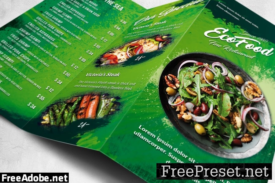 Eco Green Food Menu Design A4 & US Letter