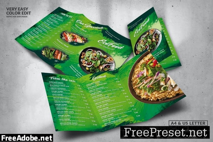 Eco Green Food Menu Design A4 & US Letter TB6K6K7