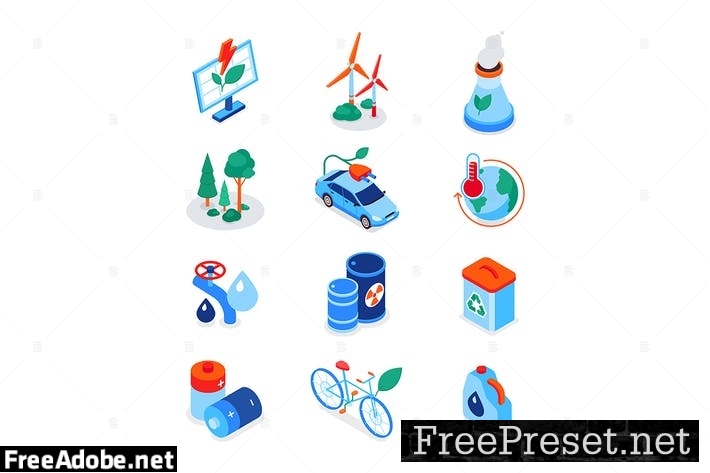 Eco lifestyle - modern colorful isometric icons YJ45BRP