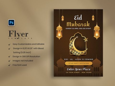 Eid Mubarak Flyer Design Template HNJSBEB