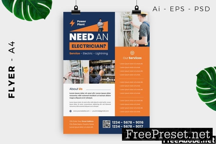 Electrician Service Flyer Design JPNR92C