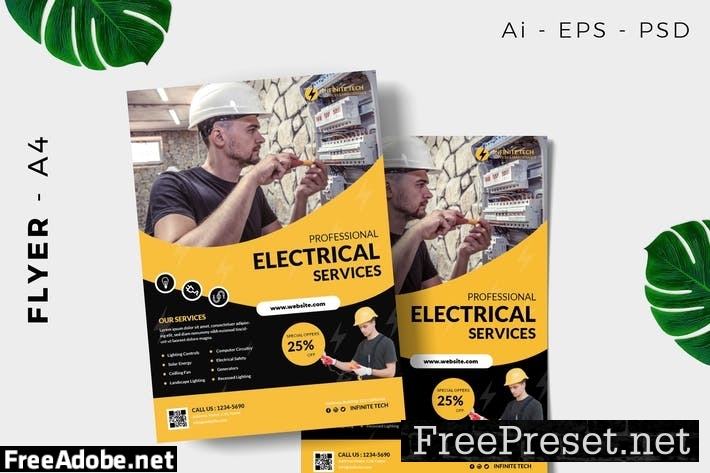 Electrician Service Flyer Design HKY5XHJ