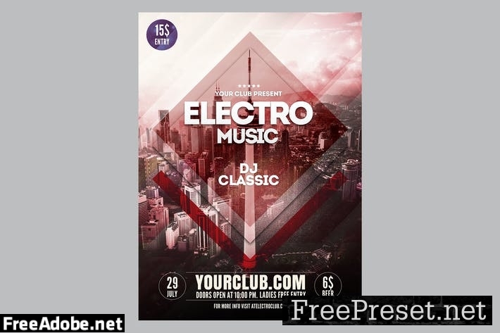 Electro Music Flyer Poster YQ9WB8