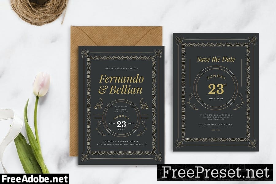 Elegant Classic Vintage - Wedding Invitation PUB2V8Q