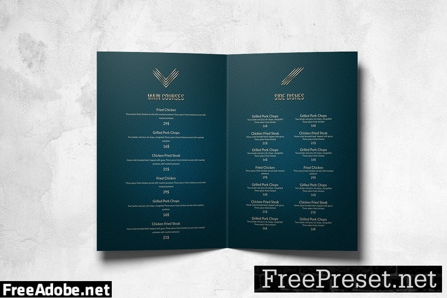 Elegant Food Menu Design A4 Bifold