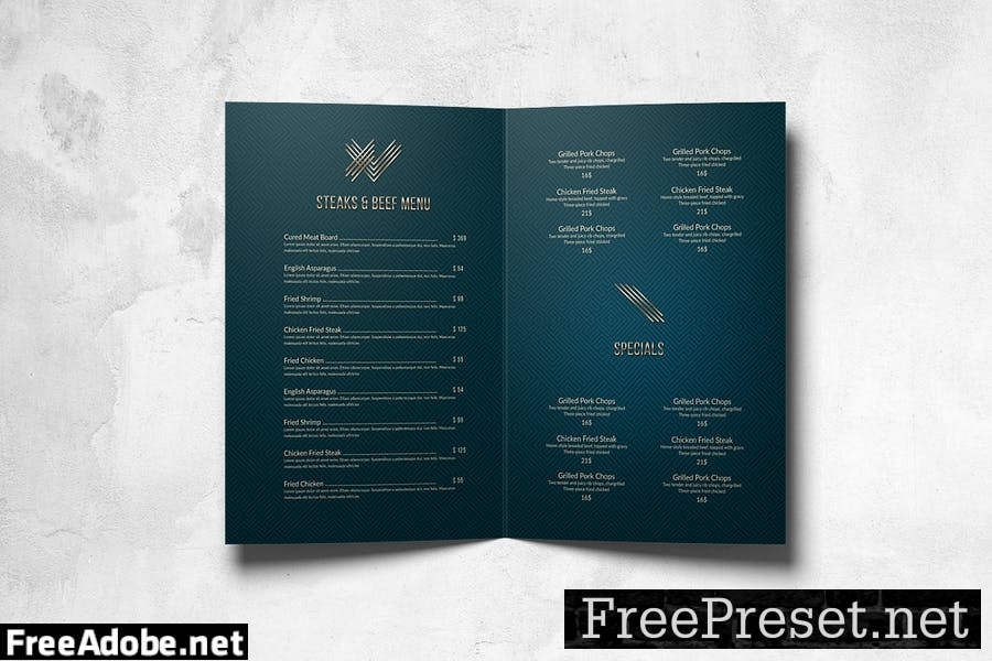 Elegant Food Menu Design A4 Bifold