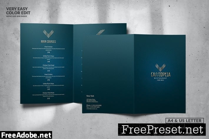 Elegant Food Menu Design A4 Bifold 8PGRBMX