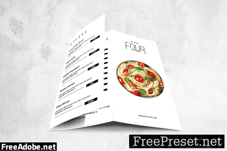 Elegant Food Menu Design A4 Trifold