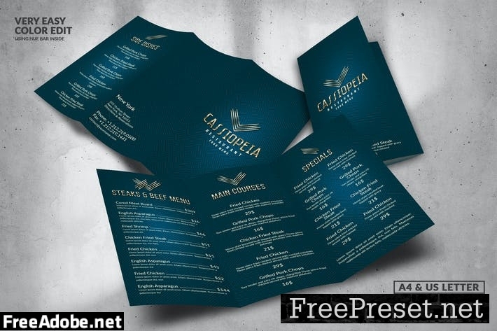 Elegant Food Menu Design A4 Trifold 5WQGYHV