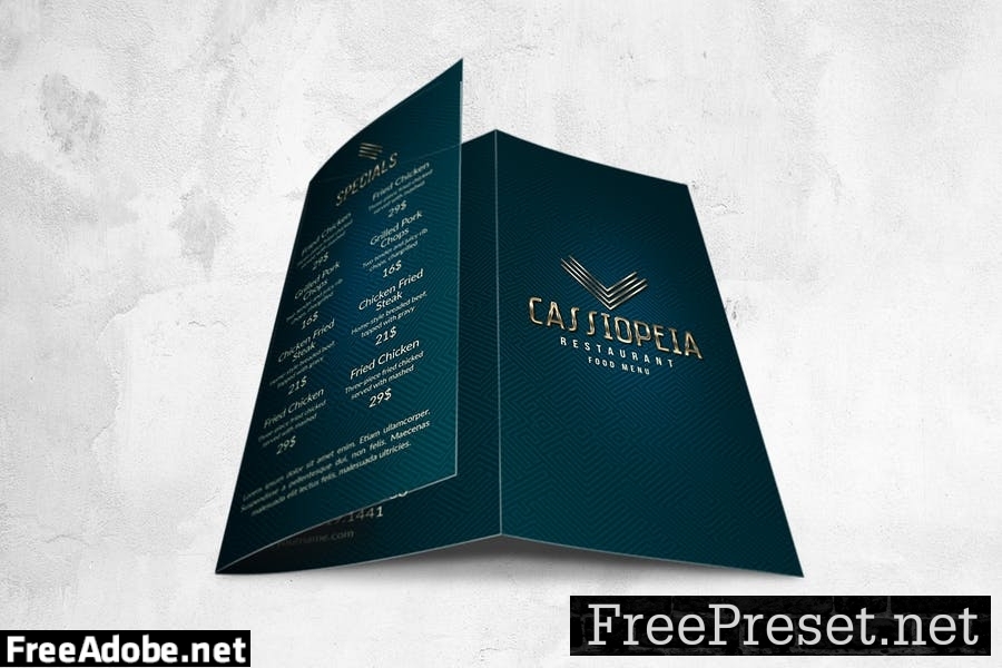 Elegant Food Menu Design A4 Trifold