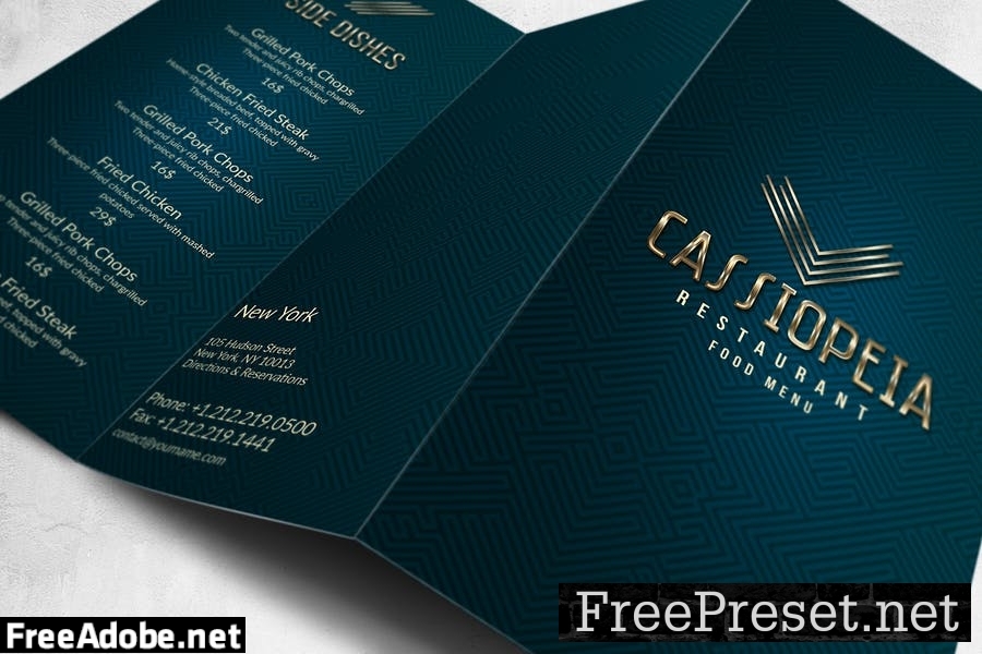 Elegant Food Menu Design A4 Trifold