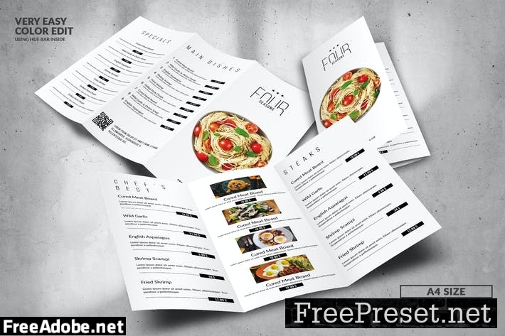 Elegant Food Menu Design A4 Trifold NRTDDJU