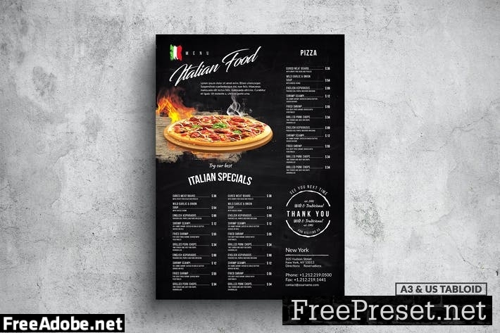 Elegant Pizza Poster Food Menu - A3 & US Tabloid 2ZY8URB