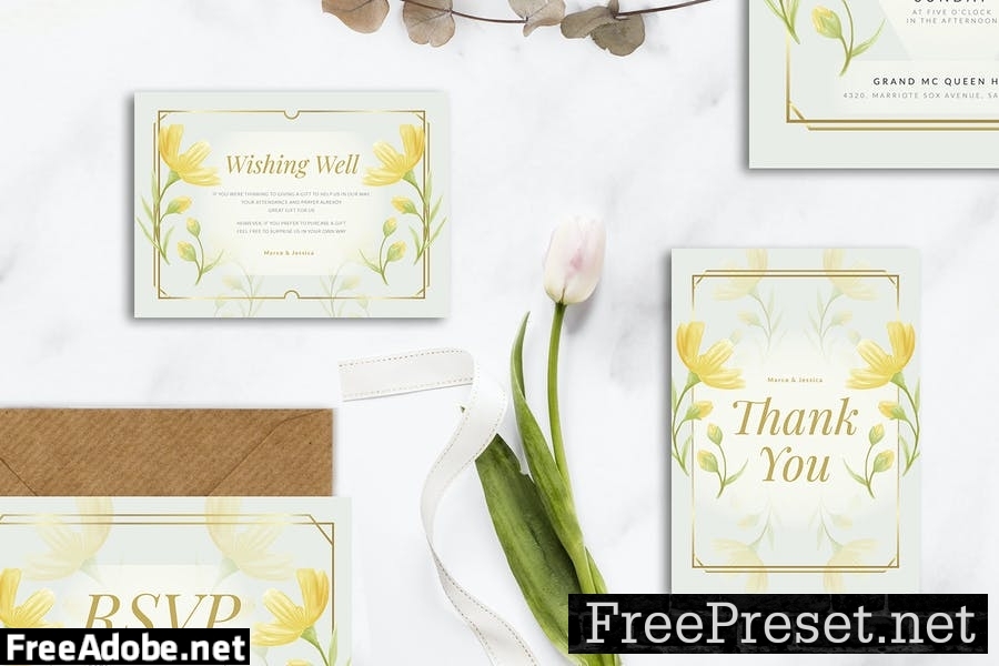 Elegant Yellow Flower - Wedding Invitation