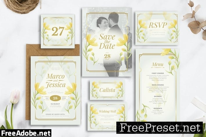 Elegant Yellow Flower - Wedding Invitation QEC8N2K