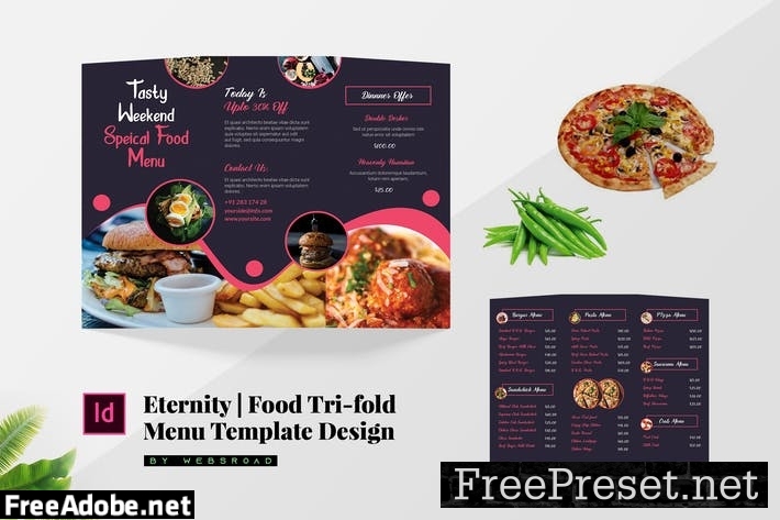 Eternity | Food Tri-Fold Menu Template Design RJ5FRPG