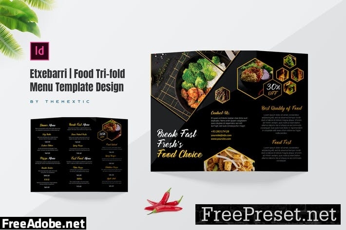 Etxebarri | Food Tri-fold Menu Template Design GEATBWQ