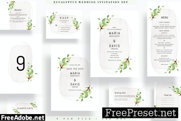 Eucalyptus Wedding Invitation Set AE ABJGEL7