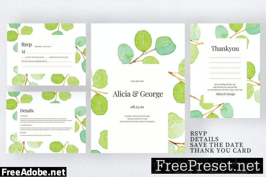 Eucalyptus Wedding Invitation Suite