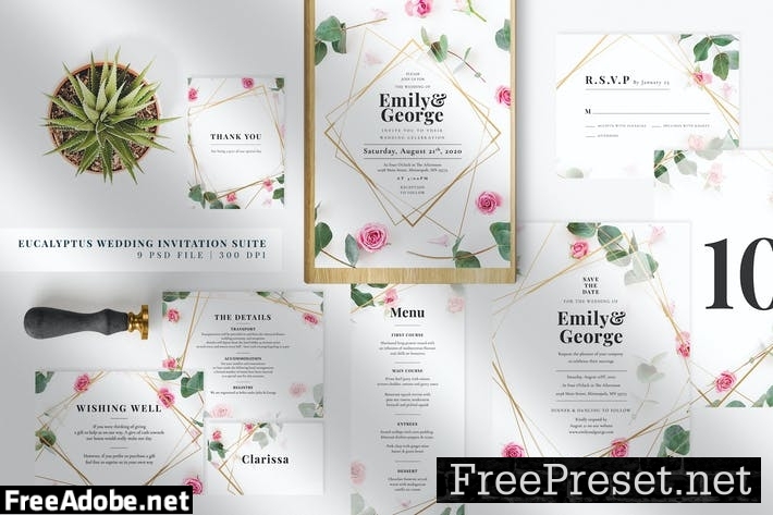 Eucalyptus Wedding Invitation Suite AE DBHF578