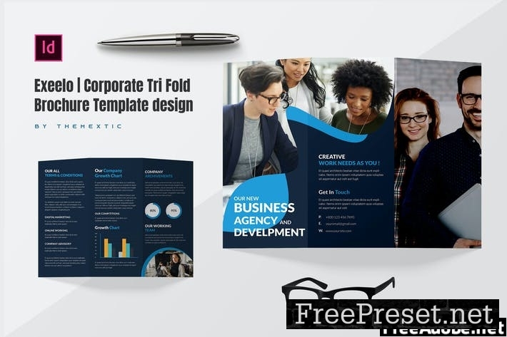 Exeelo | Corporate Tri Fold Brochure Template Desi BC9RP7W