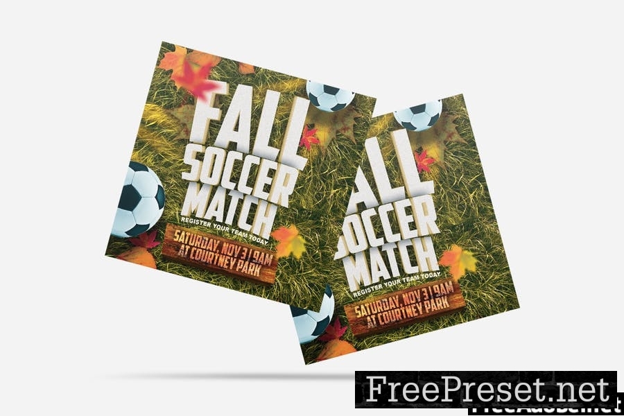 Fall Soccer Match Square Flyer & Insta Post