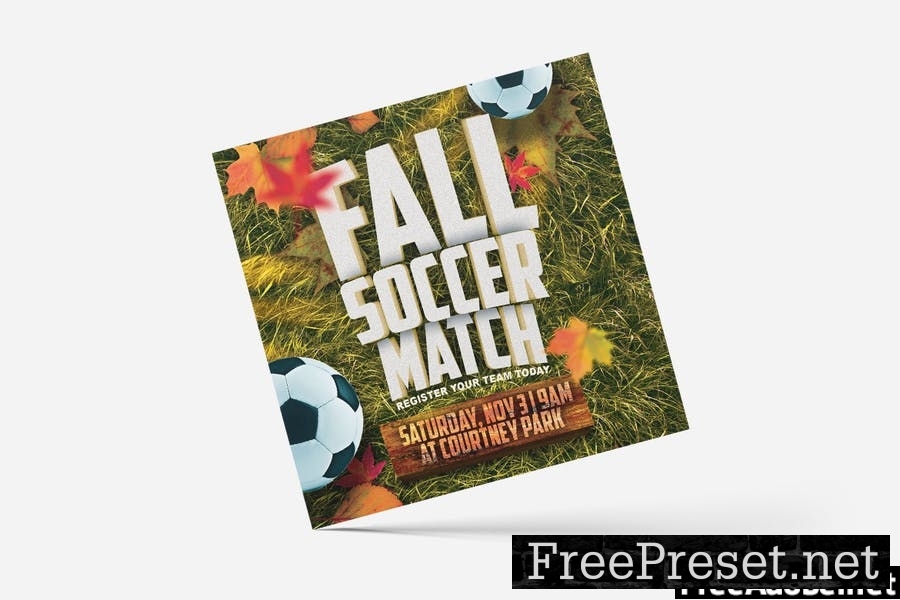 Fall Soccer Match Square Flyer & Insta Post