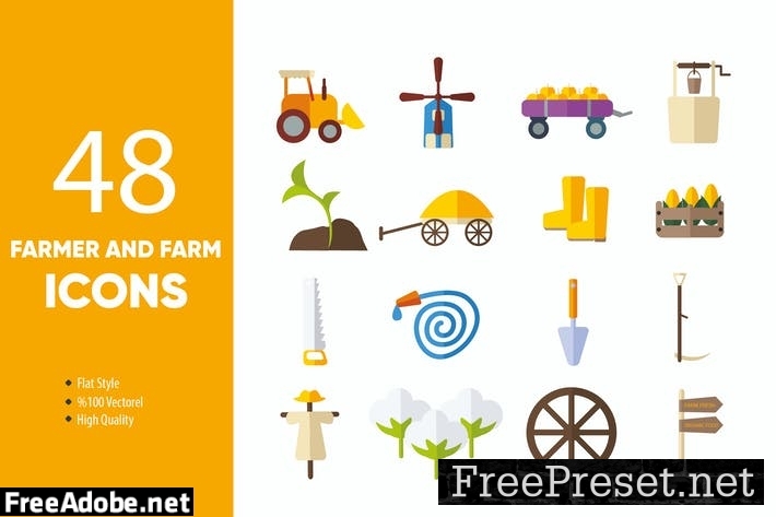 Farmer and Farm Icons Set 7NTWNU9