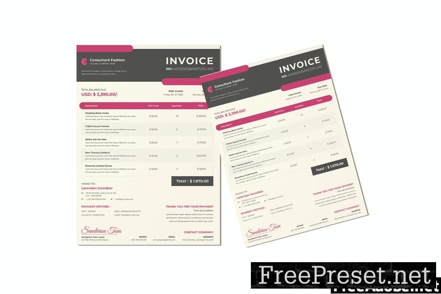 Fashion Store Invoice