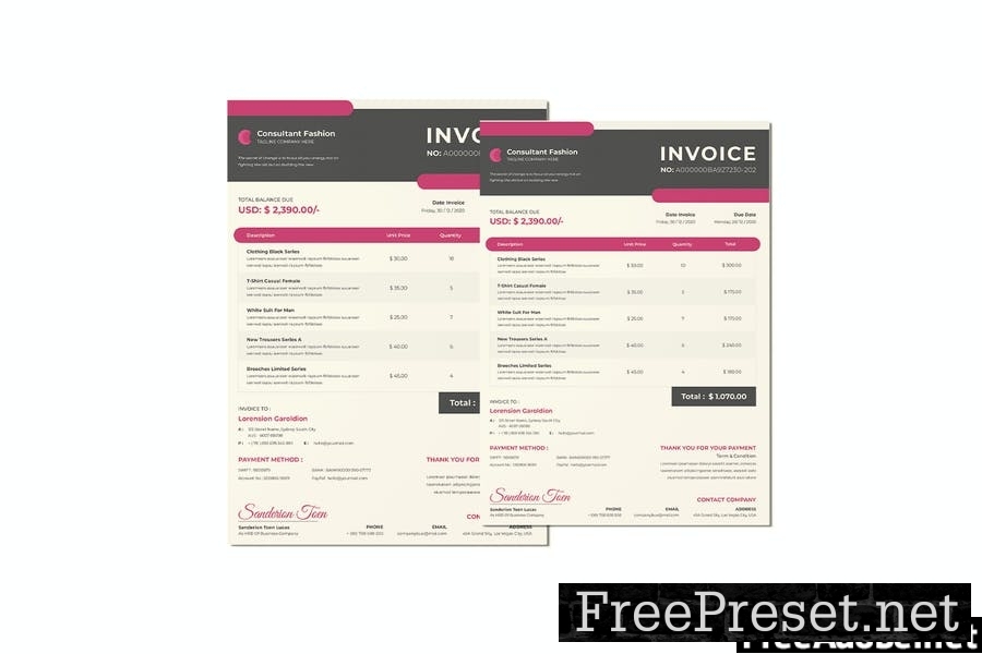 Fashion Store Invoice