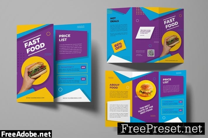 Fast Food Trifold Brochure 2B84LJR