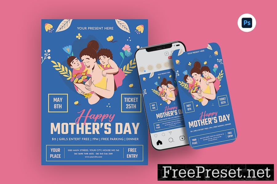 Feloral Happy Mother's Day Flyer Template 9S974QE