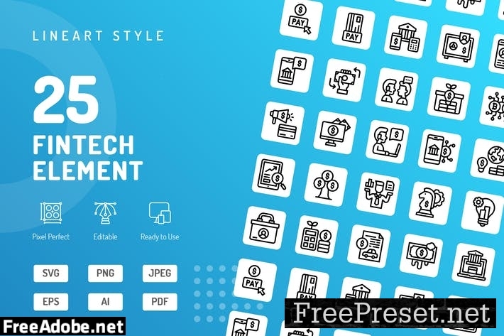 Fintech Element Line Icons GWCJBJR