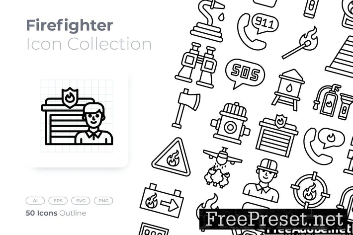 FIre Fighter Outline Icon HREY45P