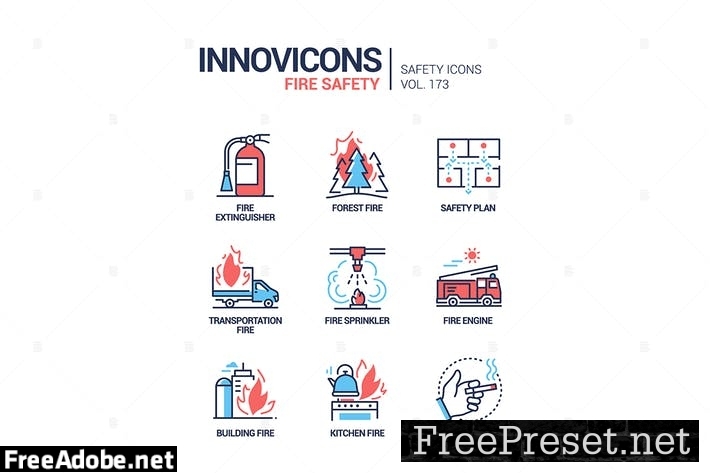 Fire safety - modern line design style icons set WSQJL6J