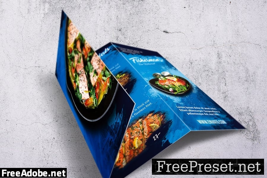 Fisherman Trifold A4 & US Letter Food Menu CBDZ5KN