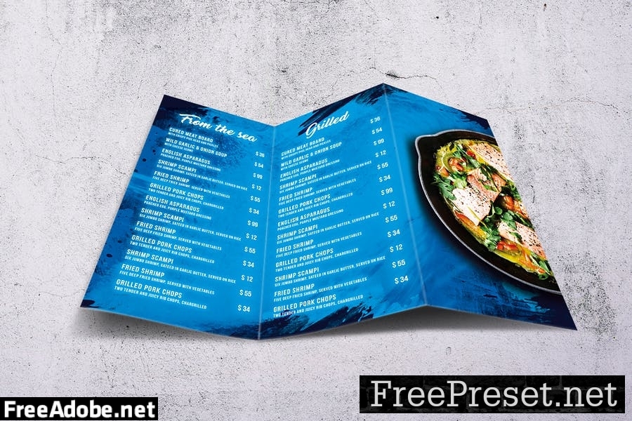 Fisherman Trifold A4 & US Letter Food Menu CBDZ5KN