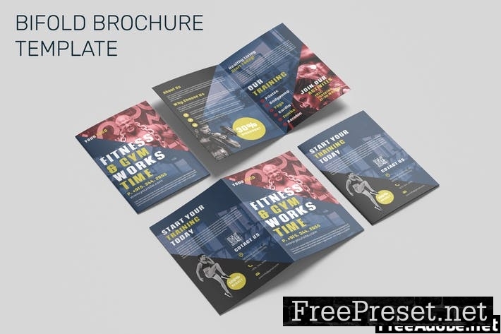 Fitness & Gym Bifold Brochure Template TNPL62R