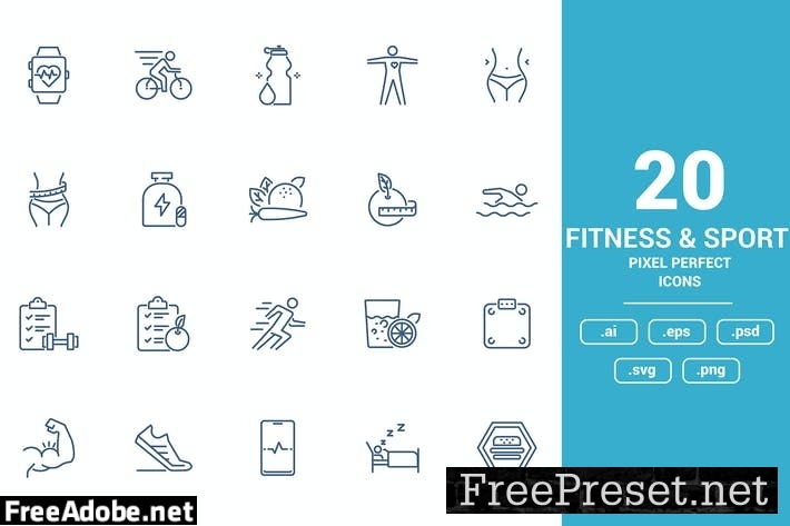 Flat line icons design - Fitness and Sport KHX3XX4