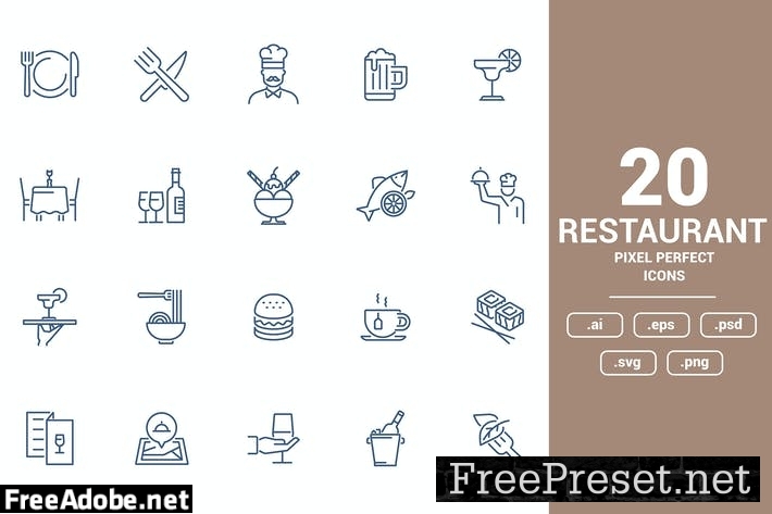 Flat line icons design - Restaurant 9B6PXLB