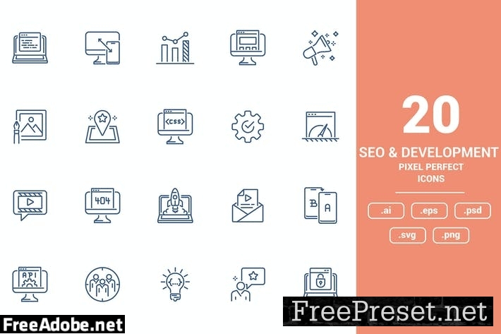 Flat line icons design - Seo and Development F4HX43B
