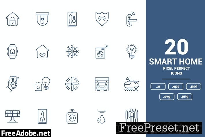 Flat line icons design - Smart Home HTDWAD6