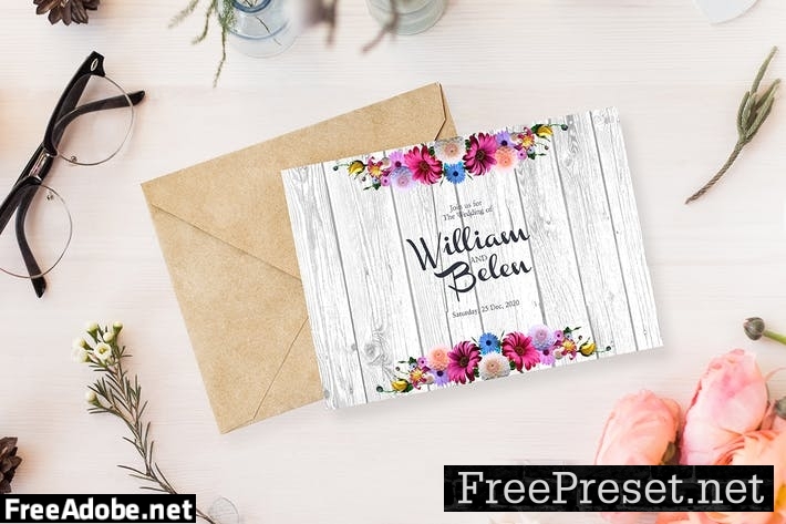 Floral Wedding Invitation Card 24WA22