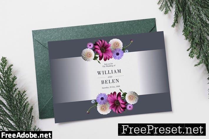 Floral Wedding Invitation Card BMDFVQ