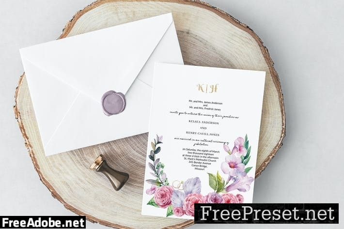 Floral Wedding Invitation Card R576JH