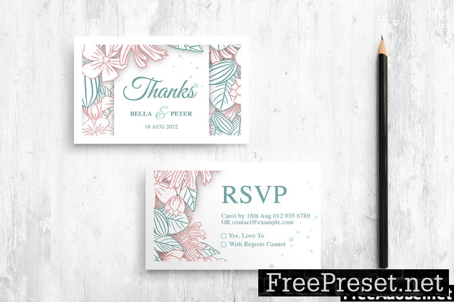 Floral Wedding Invitation & Menu Templates