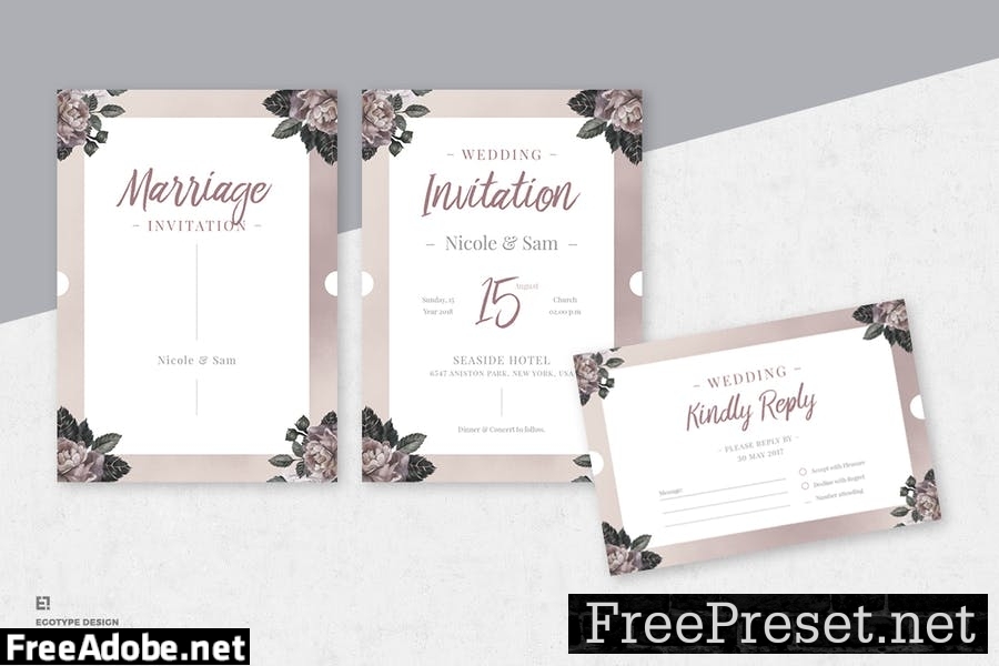 Floral Wedding Invitation Suite NC5S5PF