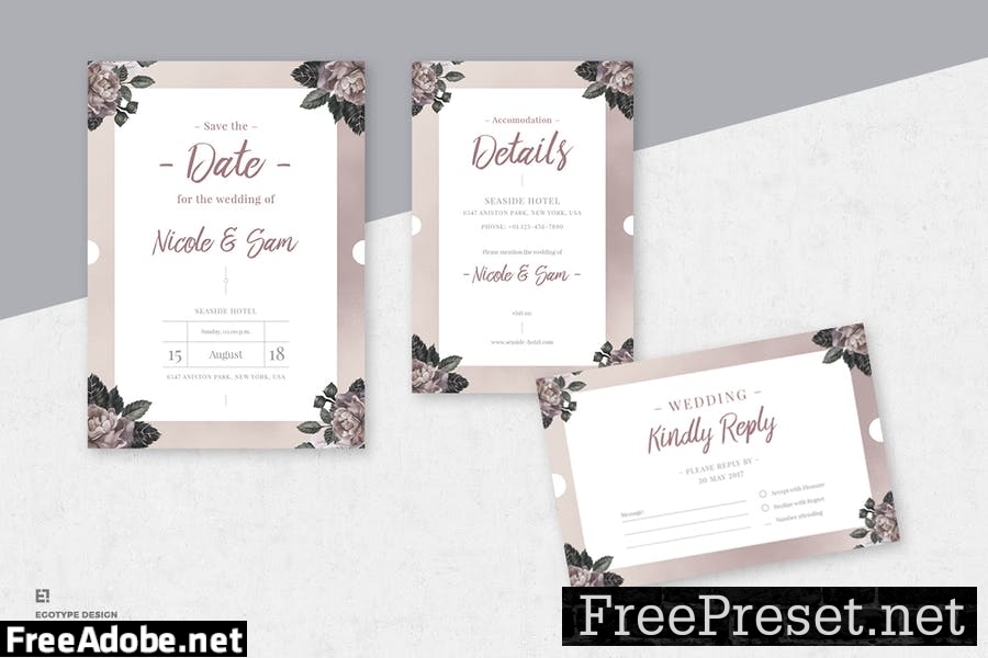 Floral Wedding Invitation Suite NC5S5PF