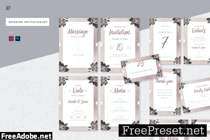 Floral Wedding Invitation Suite NC5S5PF