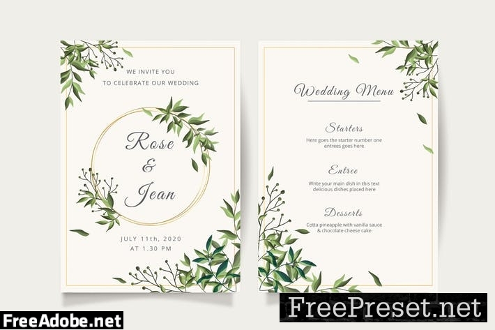 Floral wedding invitation template 56DP6NG